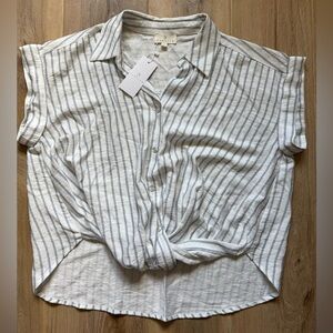 Fun 2 Fun Blue and White Striped Button-Down Shirt
